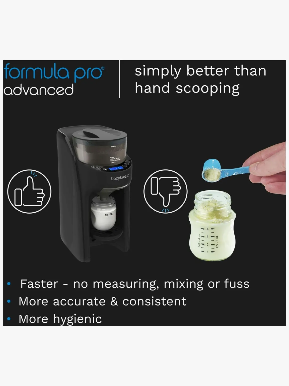 Baby Brezza Formula Pro Advanced Modermælkserstatnings- og Vællingemaskine, Black