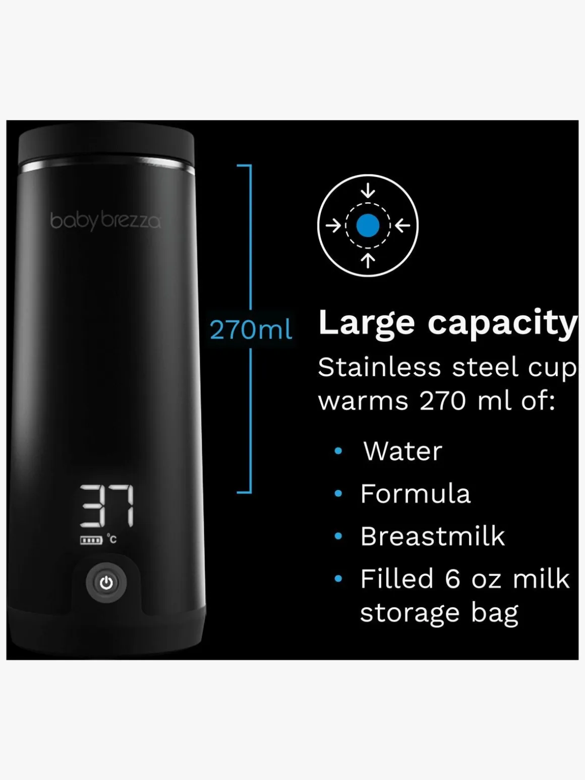 Baby Brezza Superfast Portable Flaskevarmer, Black