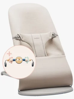 BabyBjörn Bliss Skråstol 3D Jersey inkl. Sjove Øjne, Lysbeige/Pastel