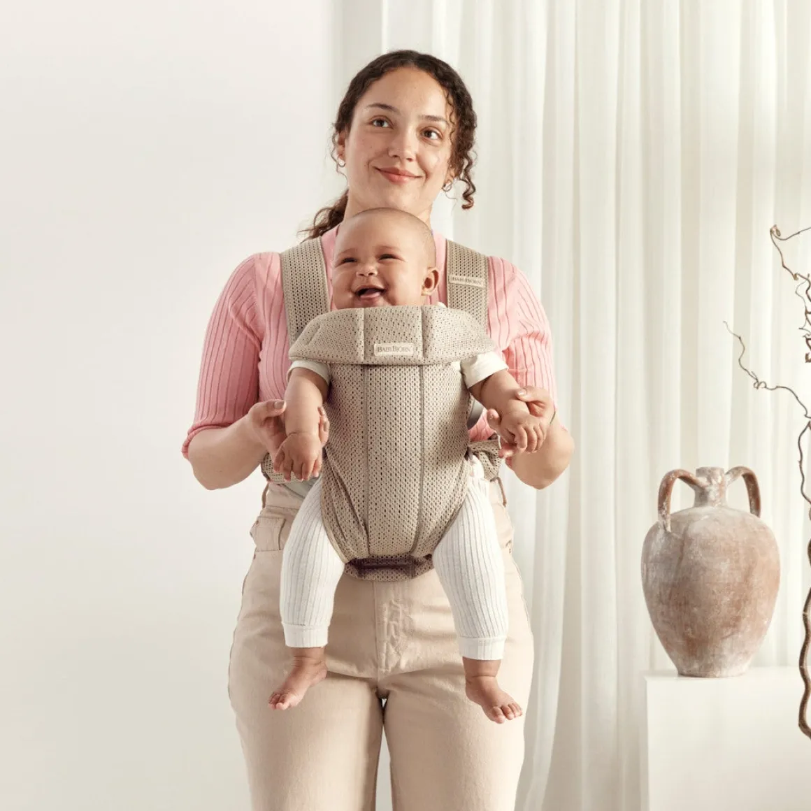 BabyBjörn Bæresele Mini 3D Mesh, Grey Beige