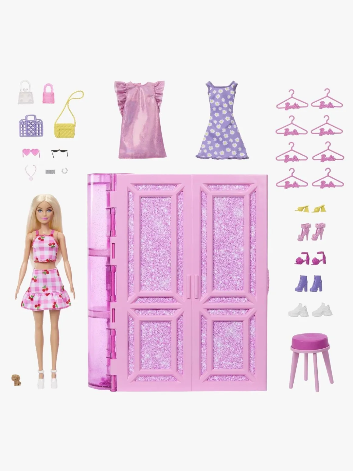 Barbie Dream Closet Legesæt med Dukke og Tilbehør