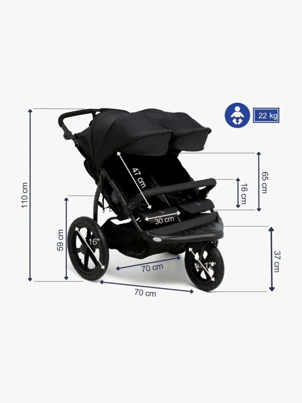 Beemoo Activity Twin Søskendevogn, Black