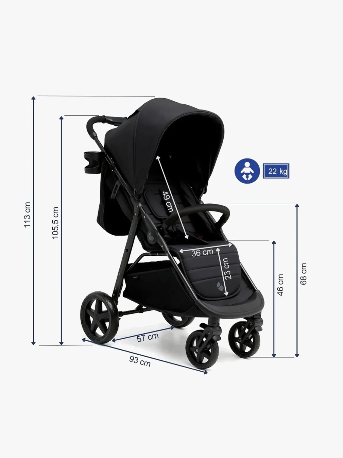 Beemoo BFF20 Klapvogn, Night Black