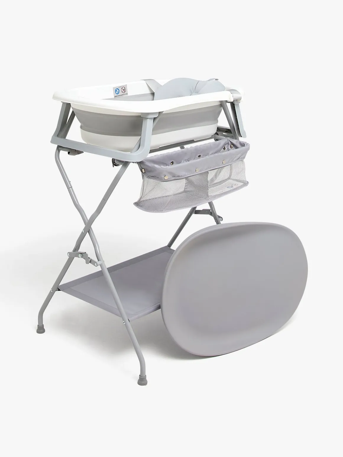 Beemoo CARE Assist Badekar inkl. Badestøtte Stativ Skyllekande & Puslehynde, White/Grey
