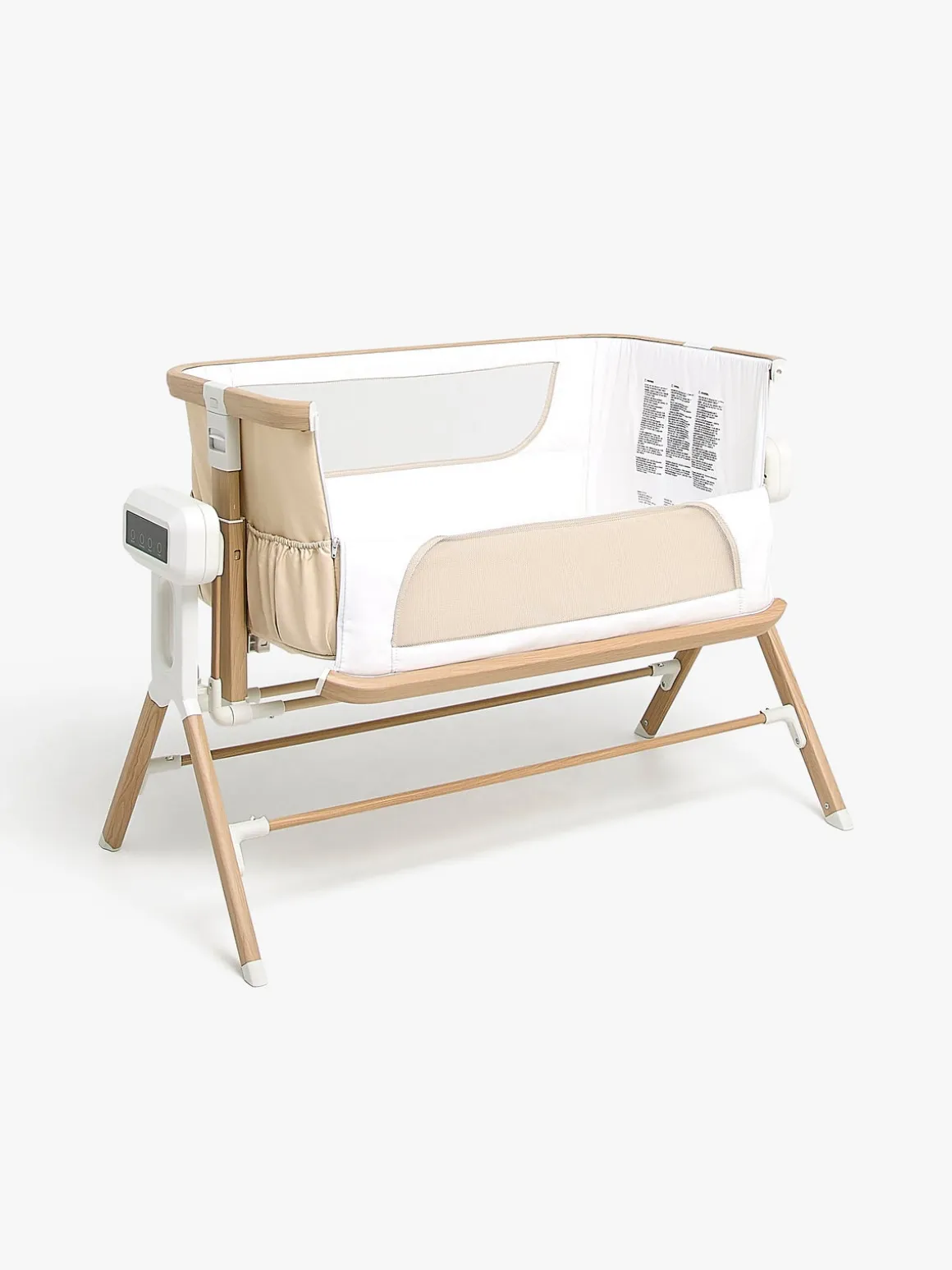 Beemoo CARE AutoMotion Bedside Crib, Beige/Wood