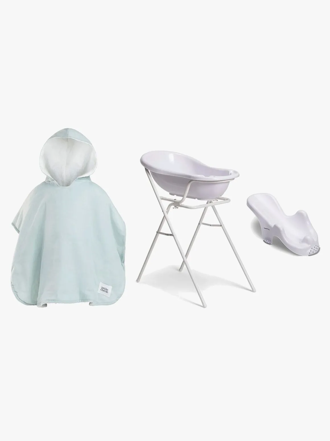 Beemoo CARE Badekar med Stativ Inkl. Badestol & Badekåbe, White/Blue