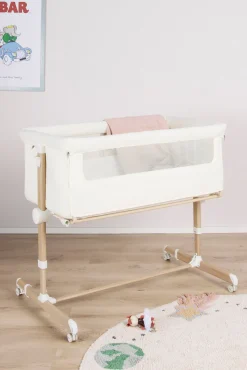 Beemoo CARE Calm Bedside Crib, Nature/White