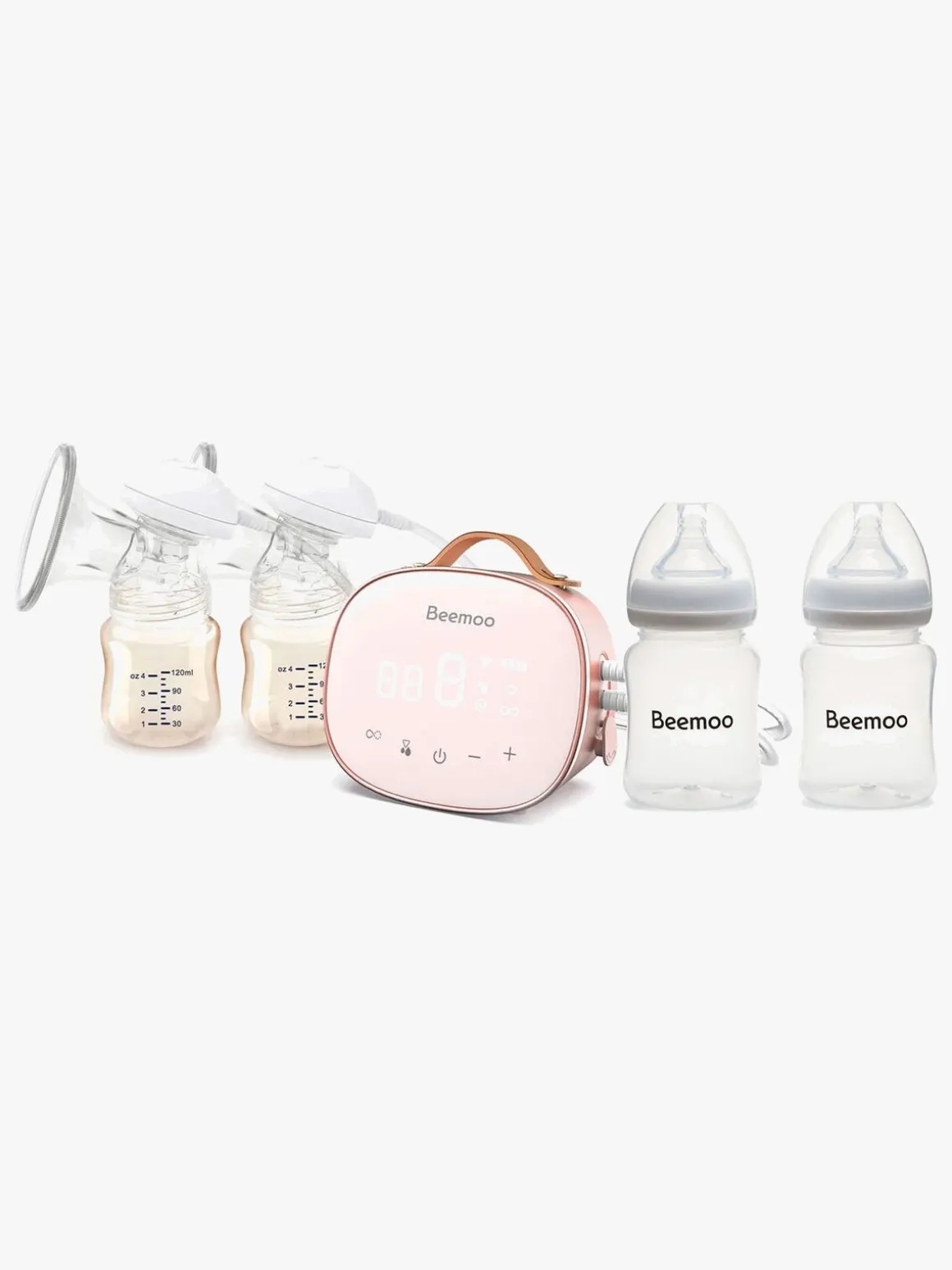 Beemoo CARE Duo Elektrisk Dobbelt Brystpumpe inkl. Modermælksflaske 180 ml 2-pak