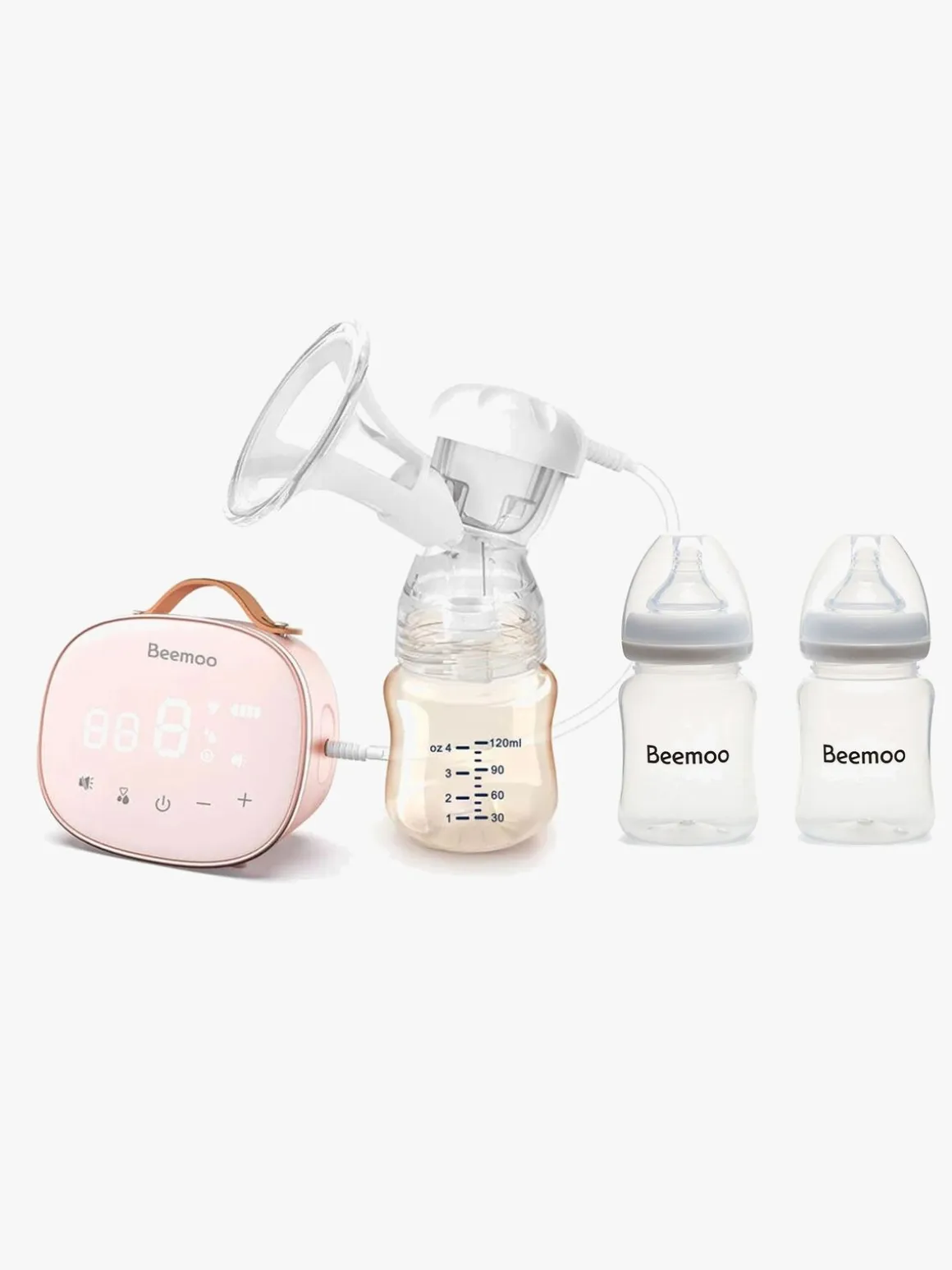 Beemoo CARE Single Elektrisk Brystpumpe inkl. Modermælksflaske 180 ml 2-pak