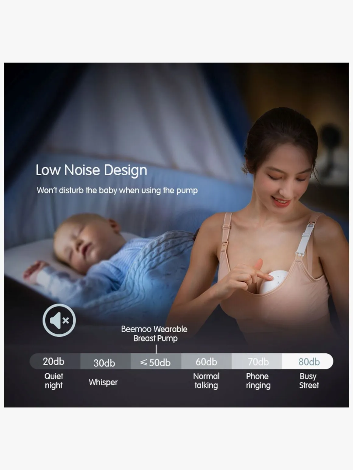 Beemoo CARE Wearable Elektrisk Brystpumpe Dobbelt