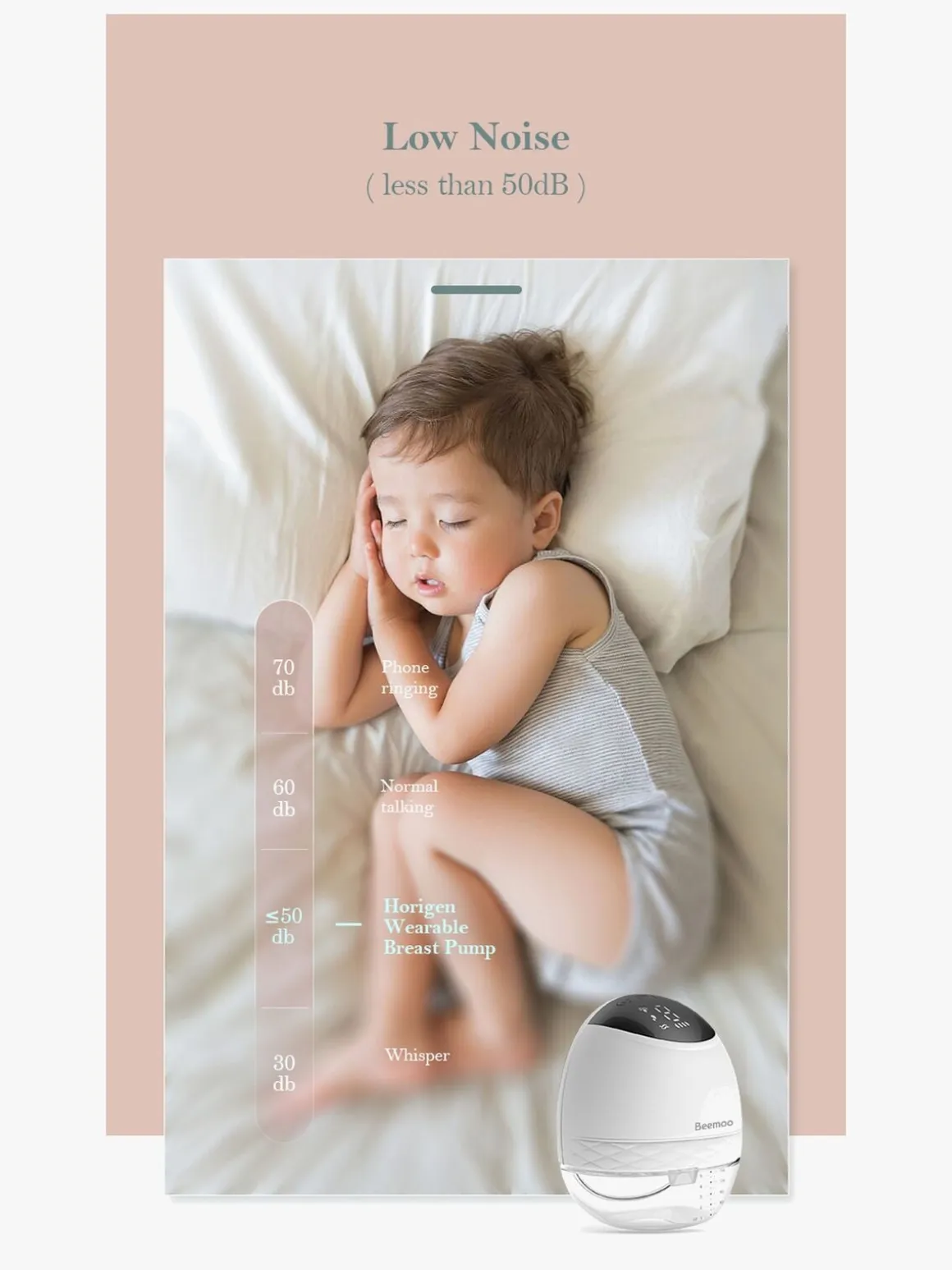 Beemoo CARE Wearable LED Elektrisk Brystpumpe Dobbelt