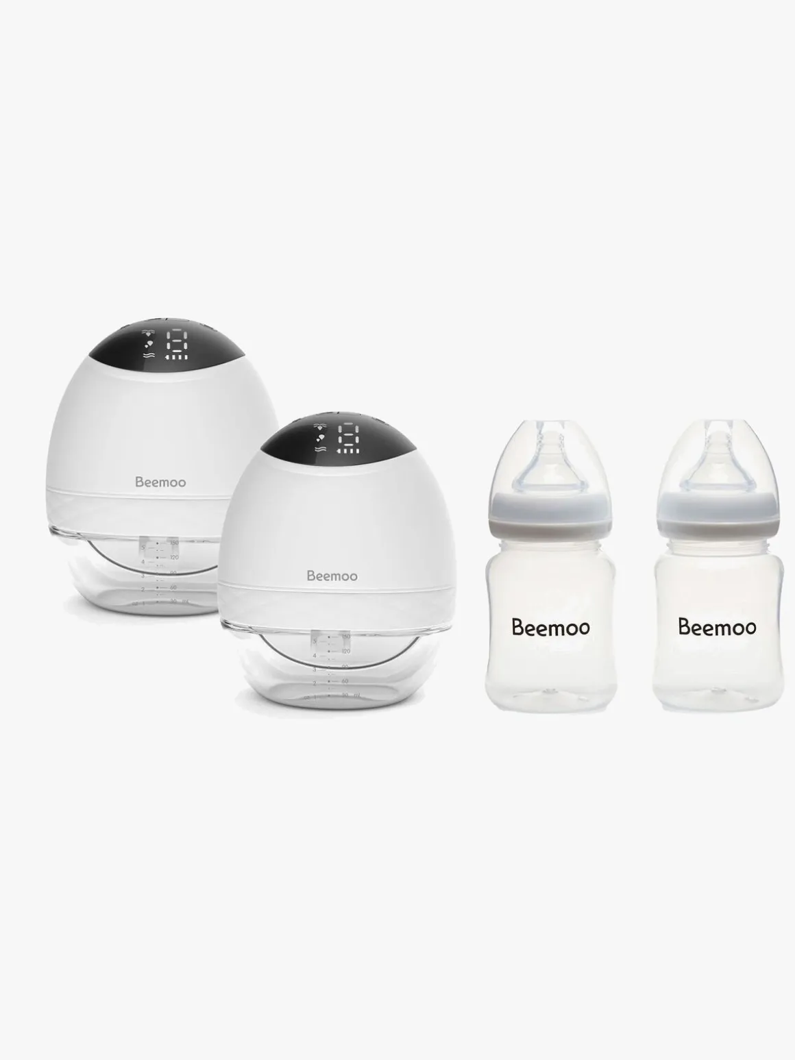 Beemoo CARE Wearable LED Elektrisk Brystpumpe Dobbelt inkl. Flasker 180 ml 2-pak