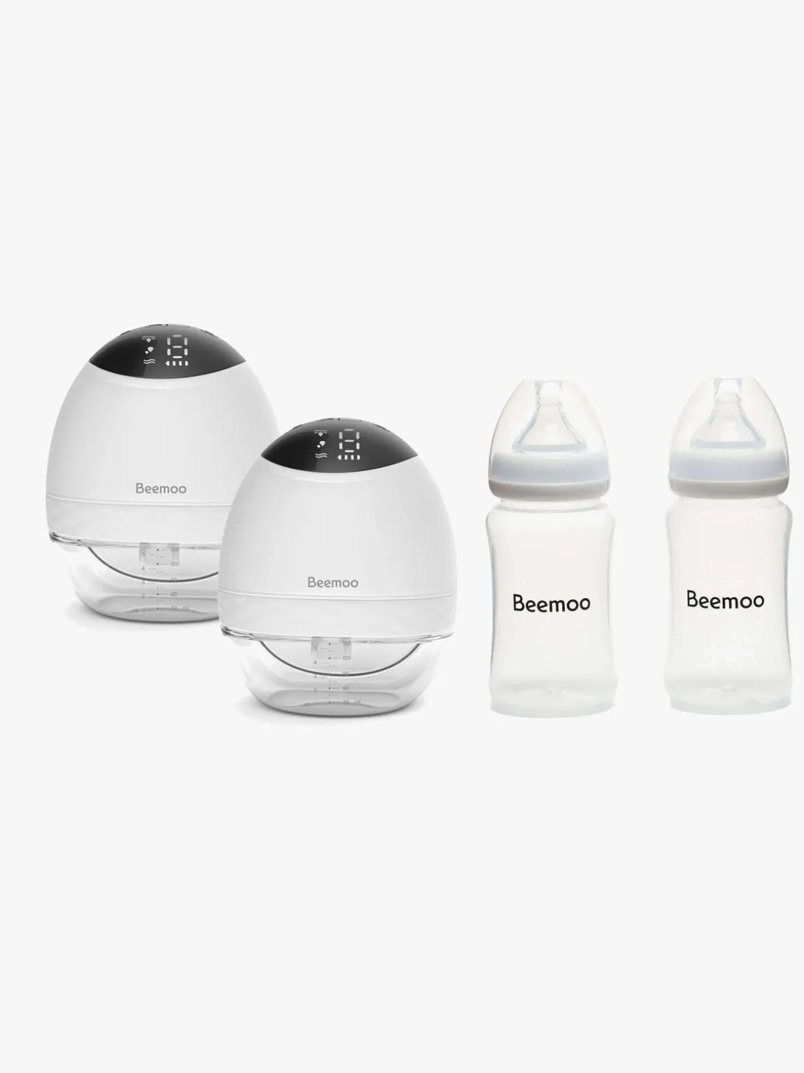 Beemoo CARE Wearable LED Elektrisk Brystpumpe Dobbelt inkl. Flasker 240 ml 2-pak
