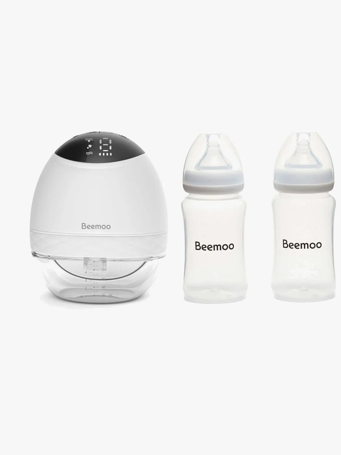 Beemoo CARE Wearable LED Elektrisk Brystpumpe Single inkl. Flasker 240 ml 2-pak