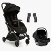 Beemoo Easy Fly Lux 4 Klapvogn inkl Route i-Size Autostol Baby, Jet Black/Black Stone