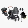 Beemoo Maxi 4 Twin Søskendevogn inkl. Ekstra Søskendesæde & Route i-Size Autostol Baby & ISOFIX Base, Black/Black Stone