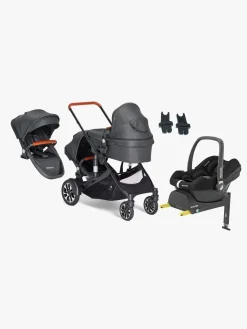 Beemoo Maxi 4 Twin Søskendevogn inkl. Ekstra Søskendesæde & Maxi-Cosi CabrioFix i-Size Autostol Baby & Base, Black