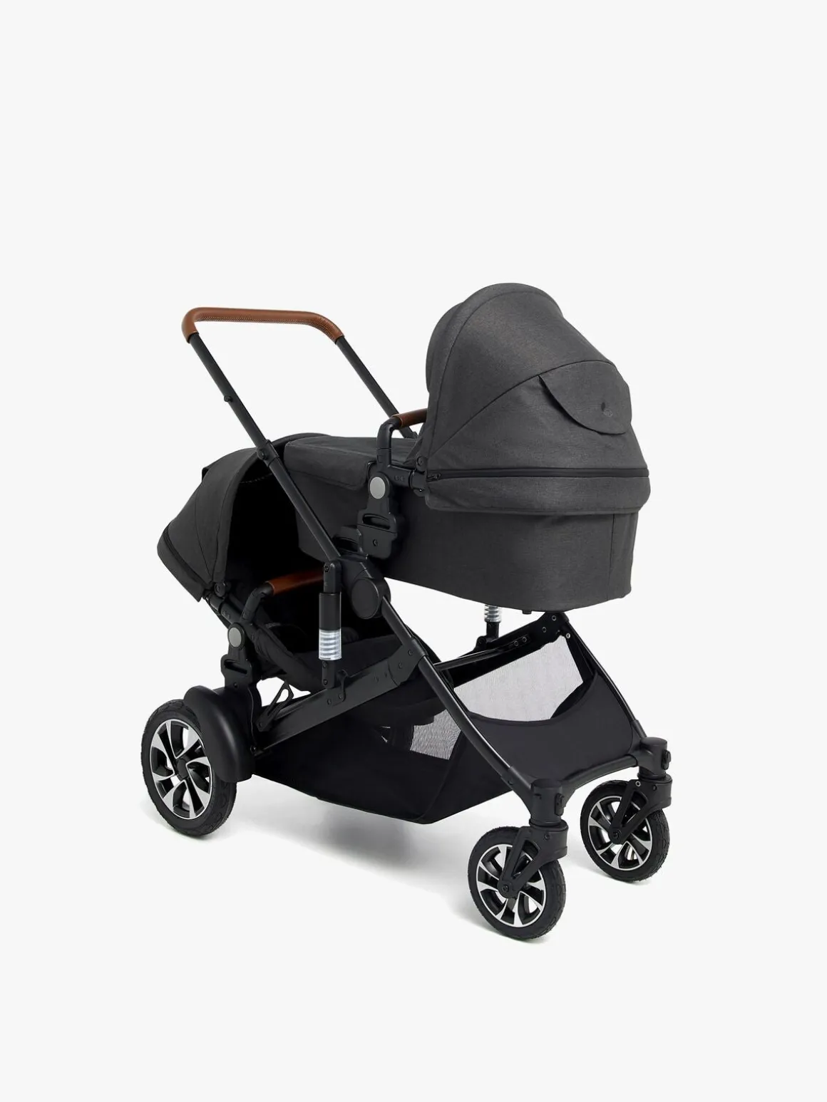 Beemoo Maxi 4 Twin Søskendevogn inkl. Route i-Size Autostol Baby, Black/Black Stone
