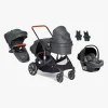 Beemoo Maxi 4 Twin Søskendevogn inkl. Ekstra Søskendesæde & Route i-Size Autostol Baby, Black/Mineral Grey