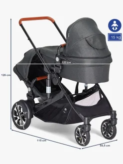 Beemoo Maxi 4 Twin Søskendevogn, Grey Melange/Black
