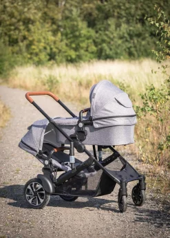 Beemoo Maxi 4 Twin Søskendevogn, Grey Melange/Black
