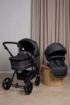 Beemoo Move Duo Kombivogn inkl. Route i-Size Autostol Baby, Asphalt/Mineral Grey