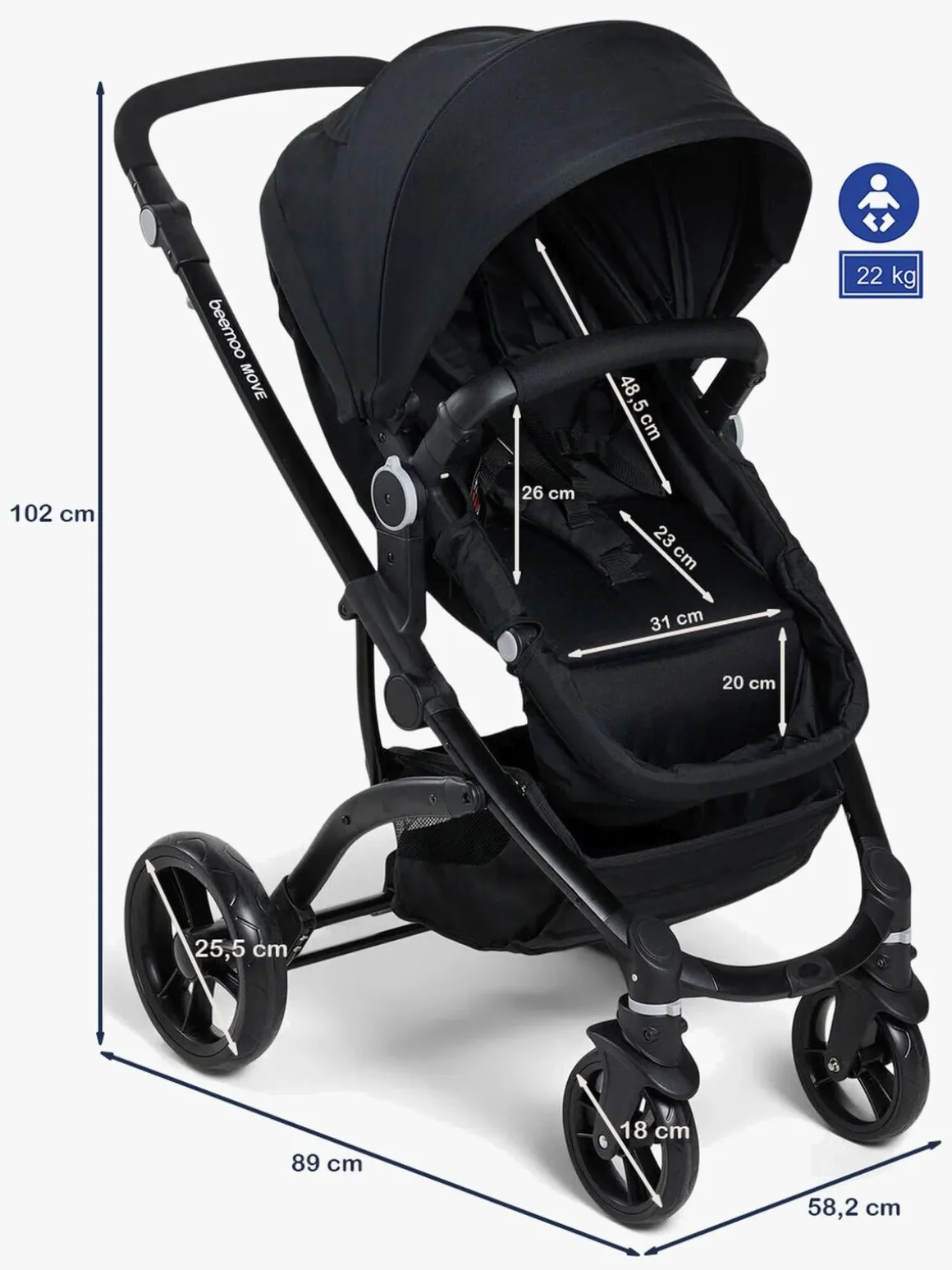 Beemoo Move 2-in-1 Kombivogn, Black