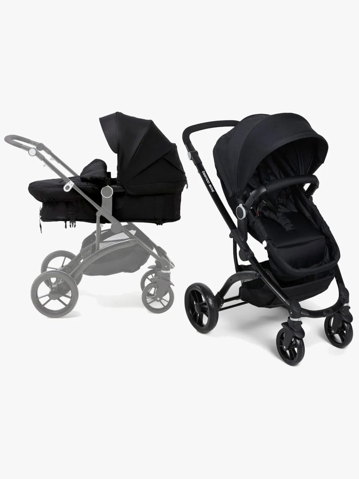 Beemoo Move 2-in-1 Kombivogn inkl. Route i-Size Autostol Baby & ISOFIX Base, Black/Black Stone