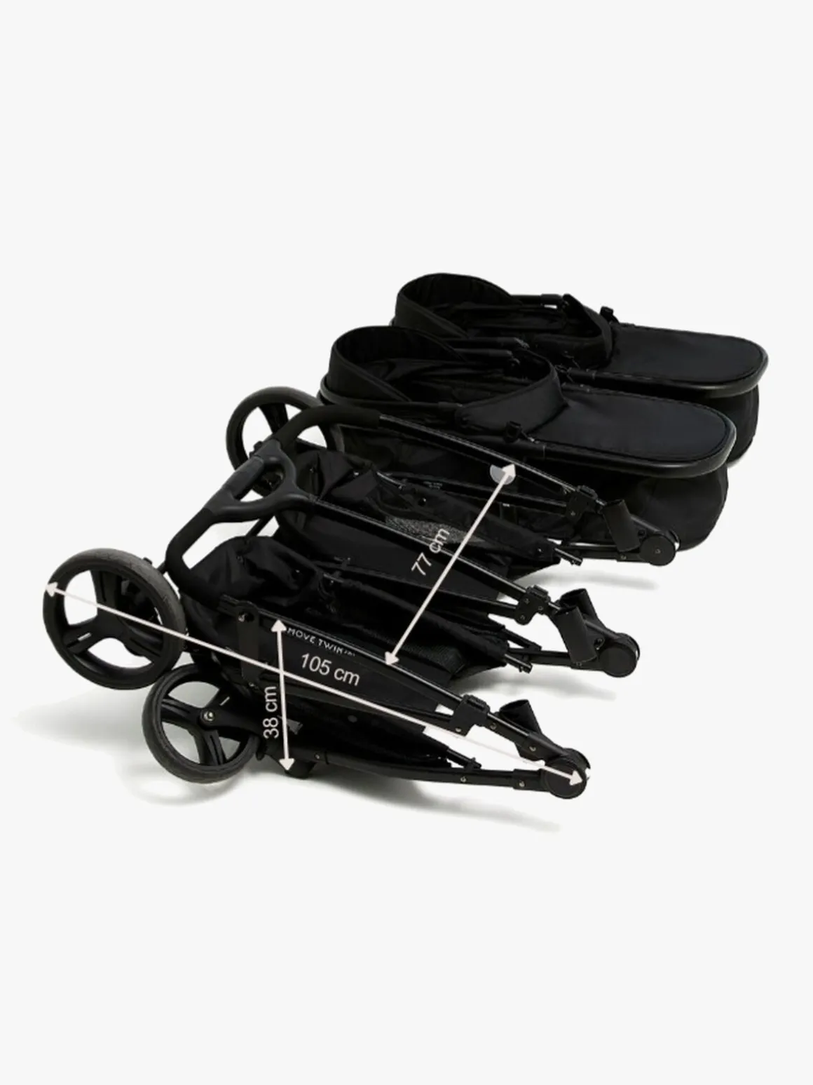 Beemoo Move Twin 2-in-1 Søskendevogn, Black