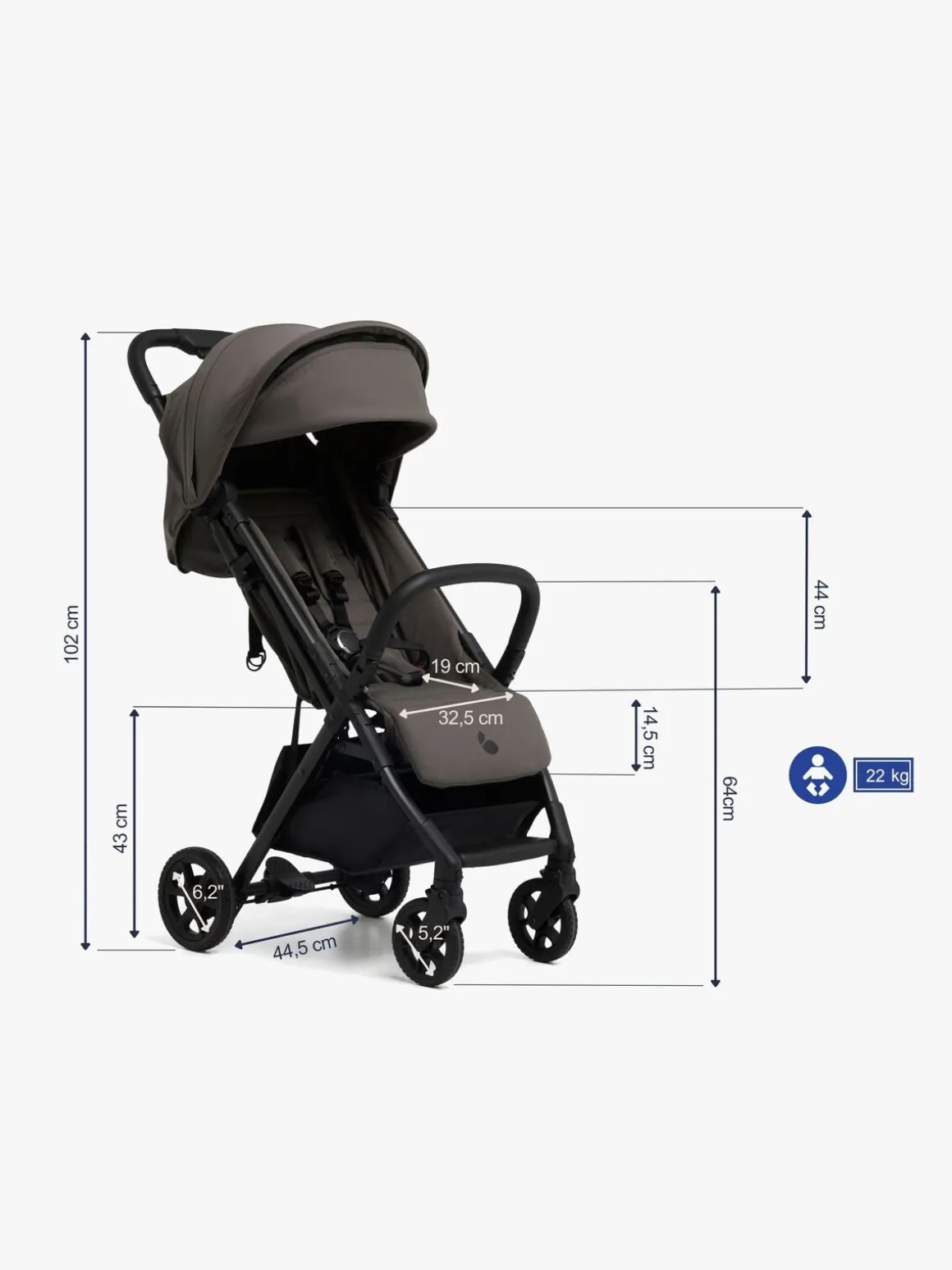 Beemoo Pro Airway Klapvogn, Mocha Grey