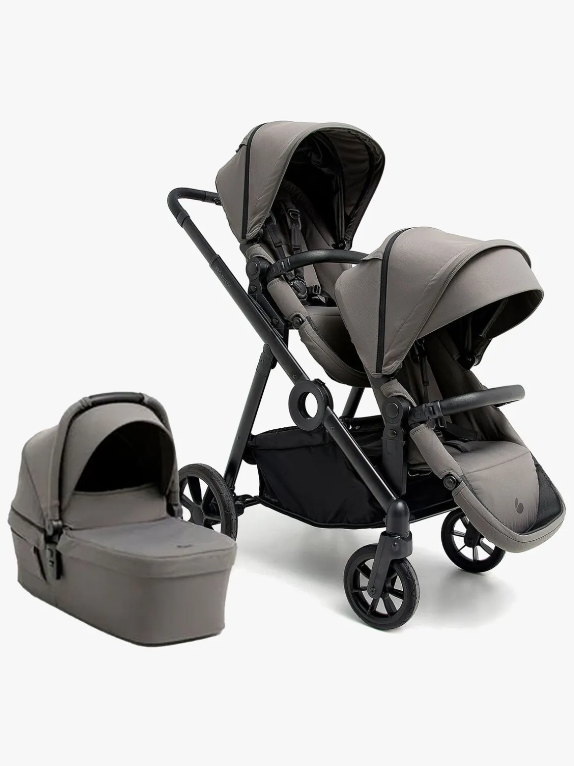 Beemoo Pro Multi 2 Søskendevogn inkl. Liggedel, Mocha Grey