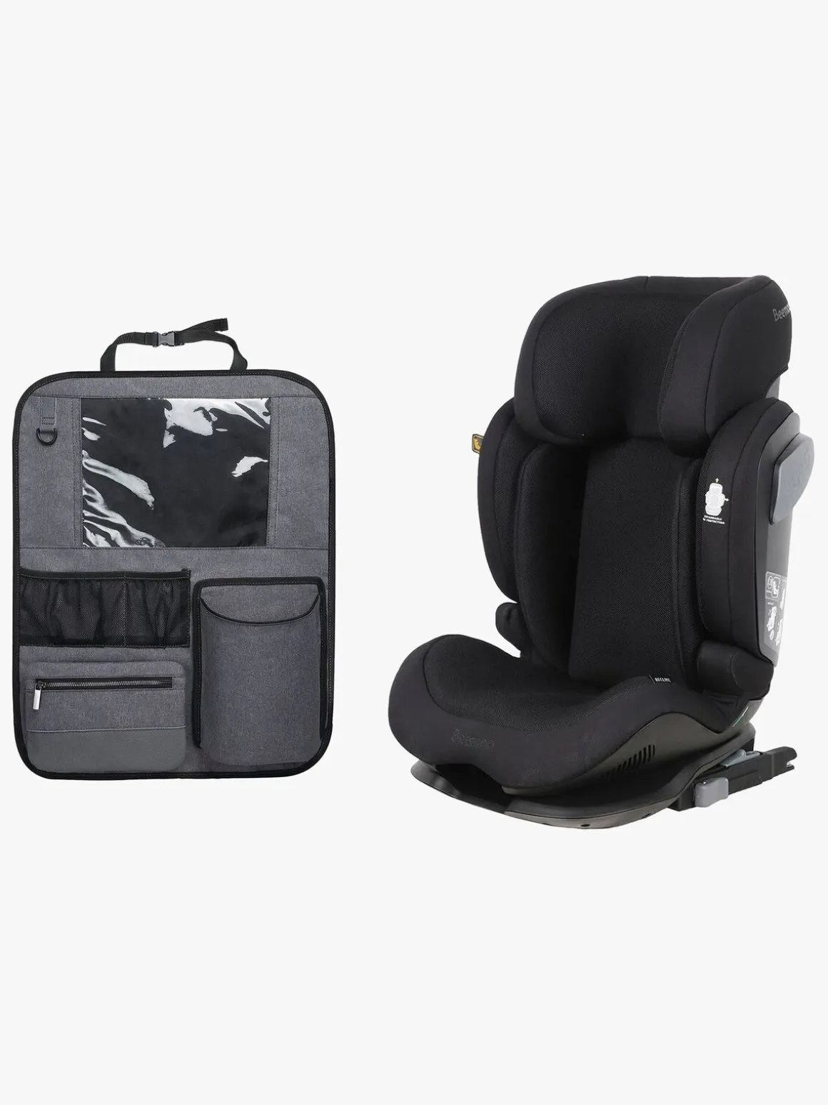 Beemoo Recline i-Size Autostol inkl. Deluxe Sædebeskytter, Black Mesh