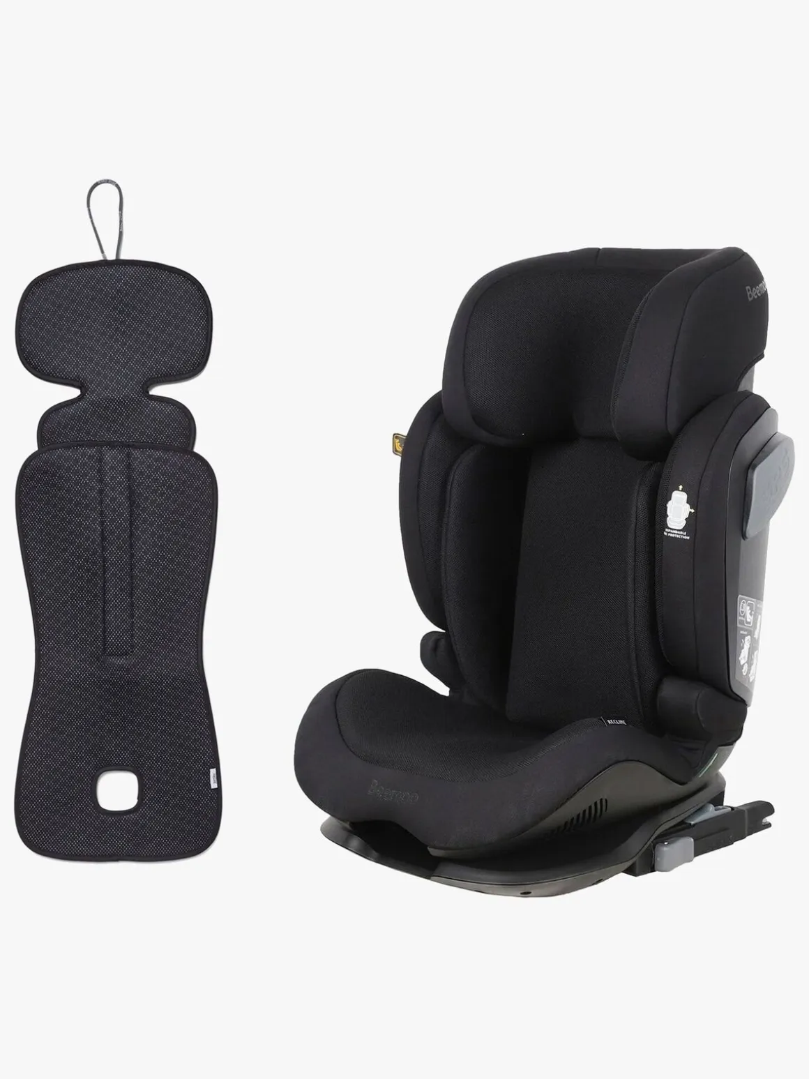 Beemoo Recline i-Size Autostol inkl. Ventilerende Hynde, Black Mesh/Antracit