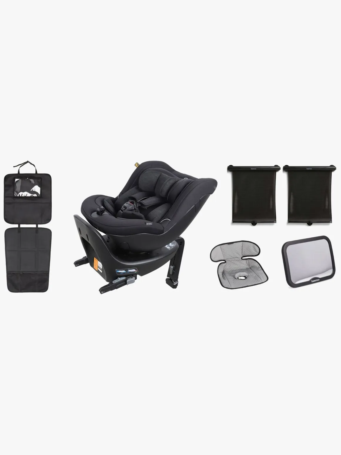 Beemoo Reverse i-Size Bagudvendt Autostol inkl. Tilbehør, Black Stone