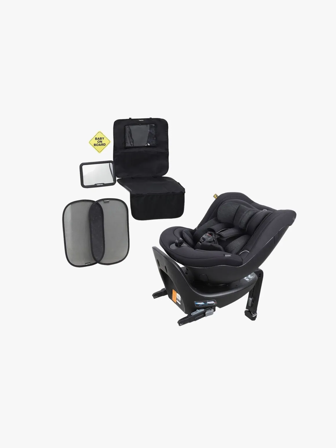 Beemoo Reverse i-Size Bagudvendt Autostol Inkl. Tilbehørspakke, Black Stone