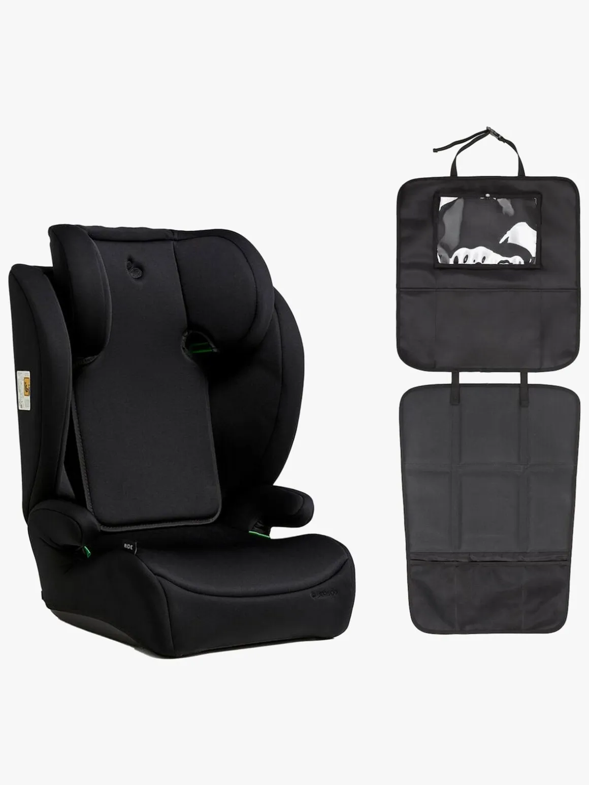 Beemoo Ride i-Size Autostol inkl. Beemoo 3-i-1 Sædebeskytter, Black Stone/Black