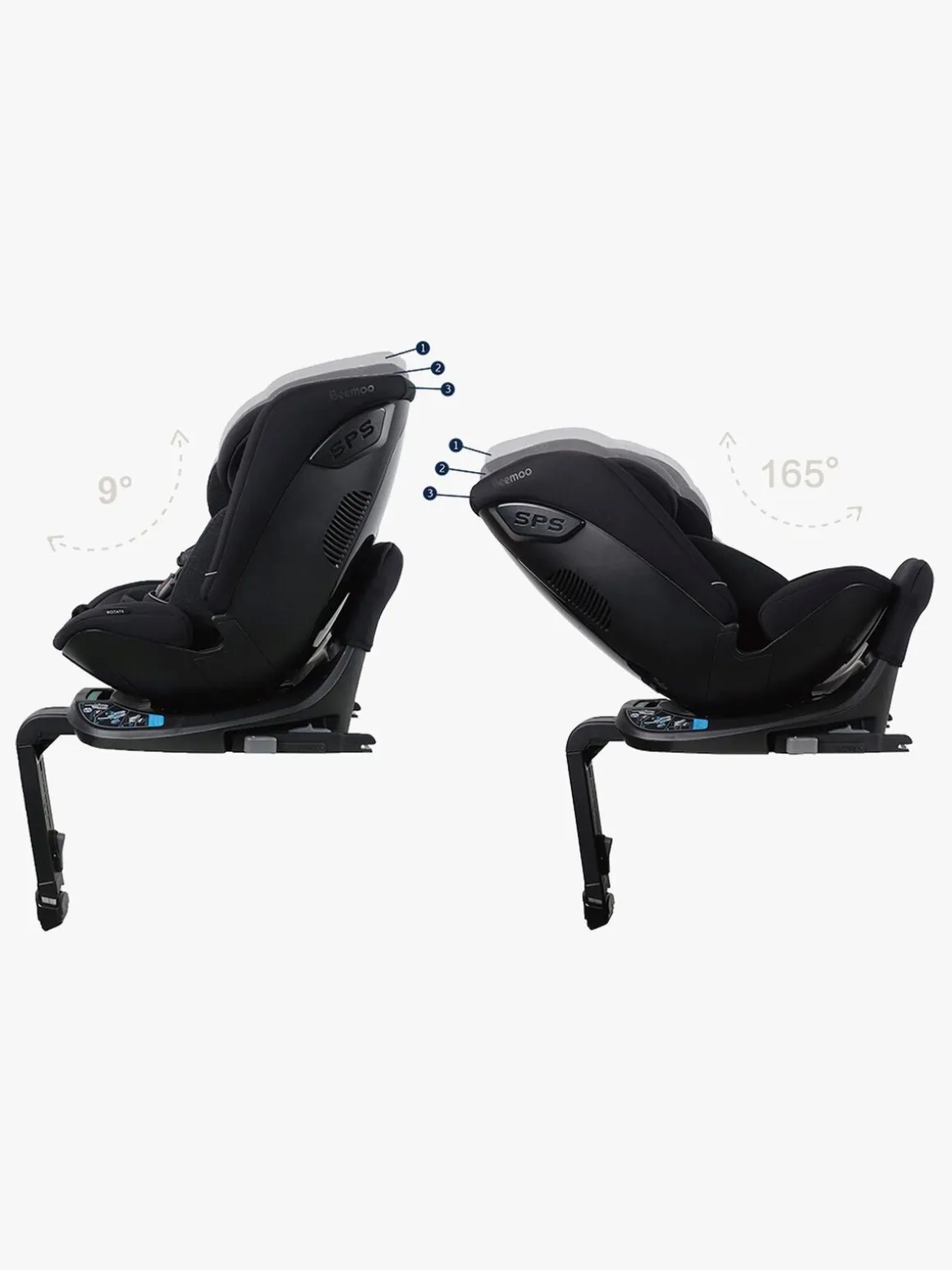 Beemoo Rotate i-Size Autostol, Black Mesh