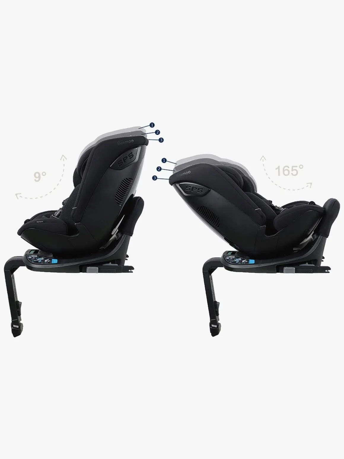 Beemoo Rotate i-Size Autostol, Black Stone
