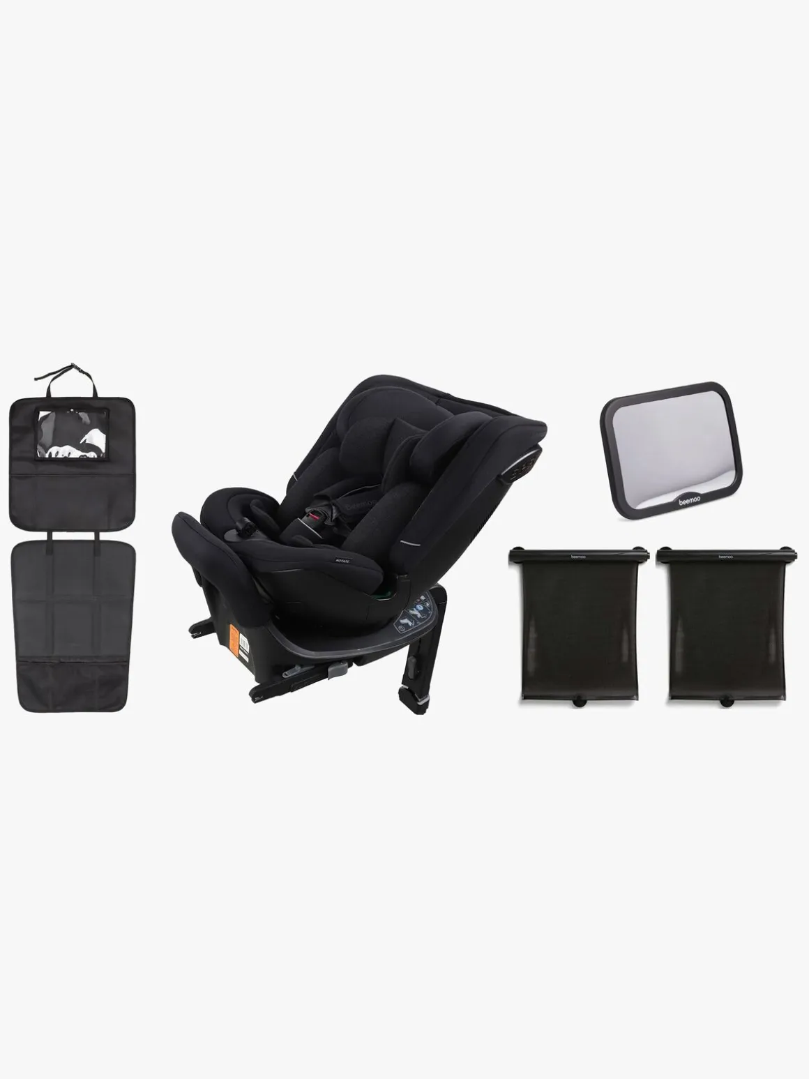 Beemoo Rotate i-Size Vendbar Autostol inkl. Tilbehør, Black Stone