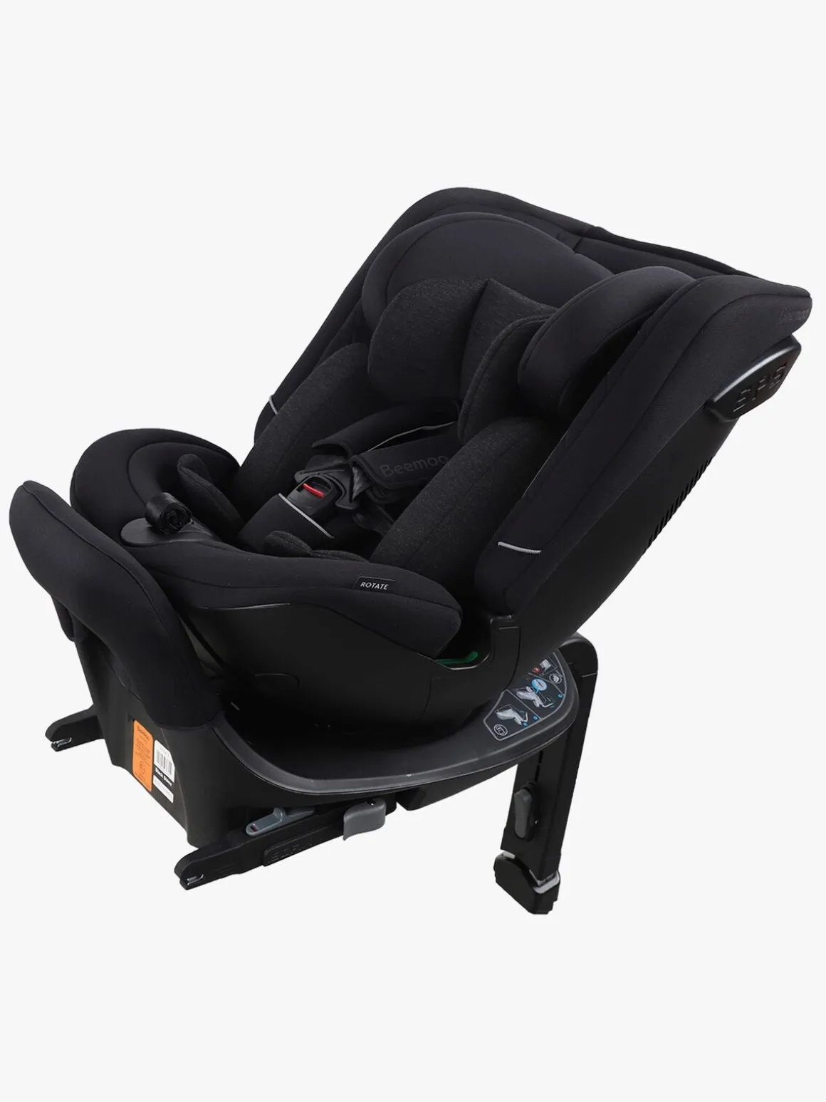 Beemoo Rotate i-Size Vendbar Autostol inkl. Ventilerende Hynde, Black Stone/Grey