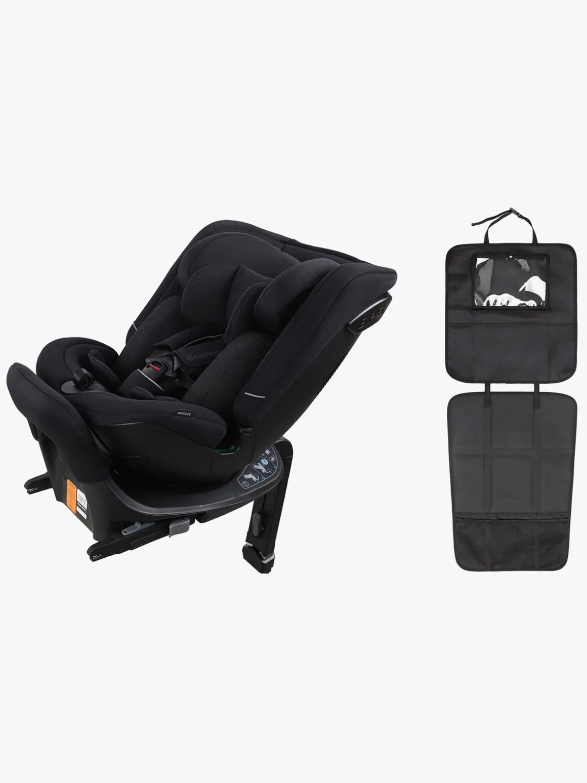 Beemoo Rotate i-Size Vendbar Autostol inkl. 3-in-1 Sædebeskyttelse, Black Stone