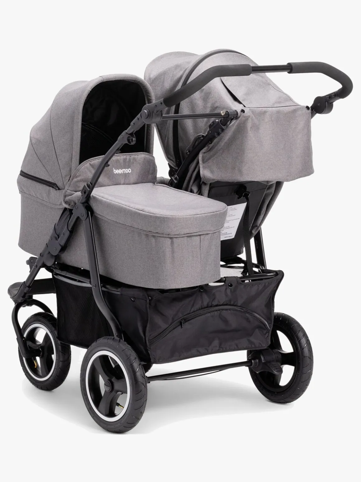 Beemoo Swing Søskendevogn inkl. Liggedel, Grey Melange