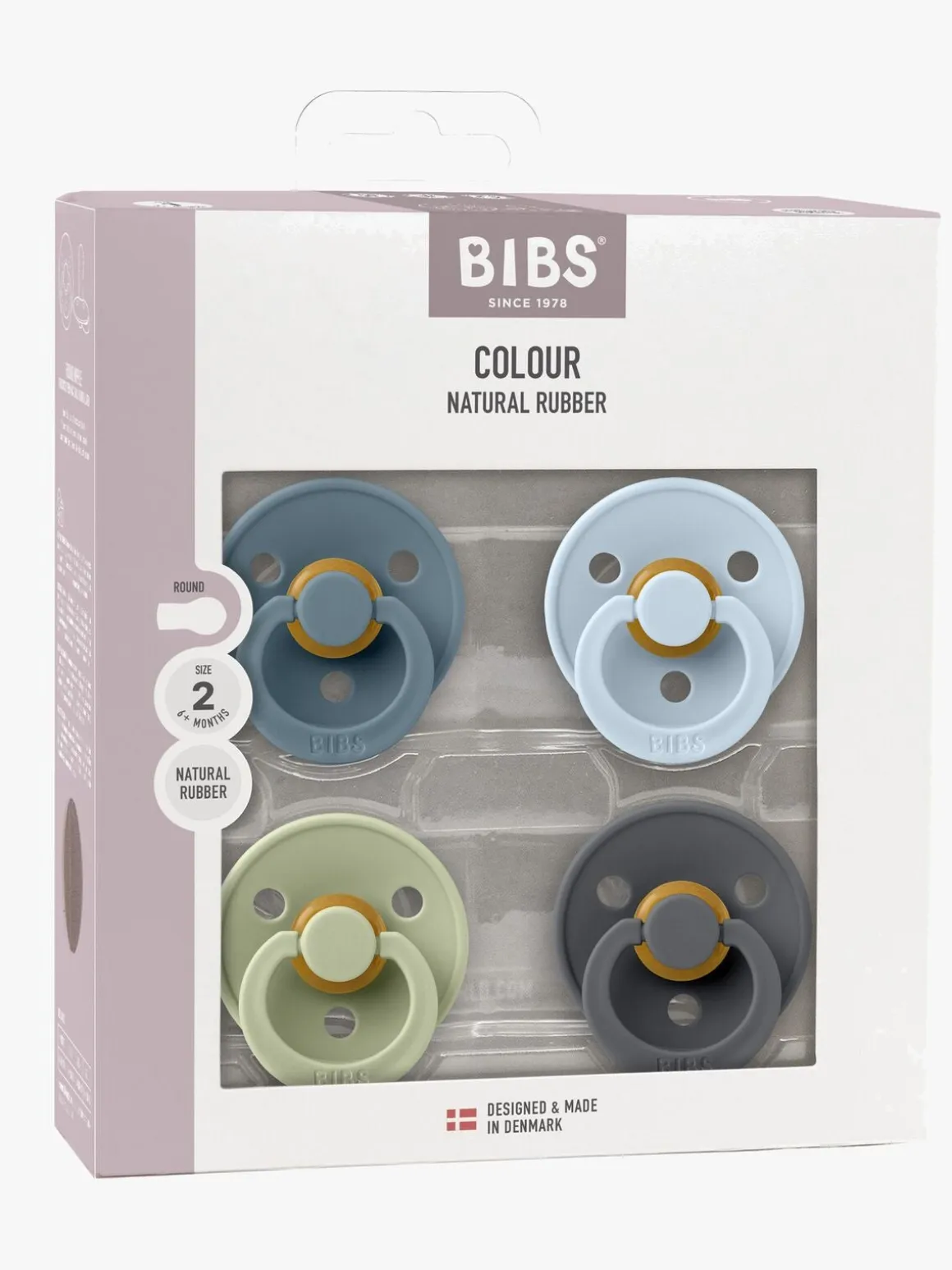 BIBS Colour Sut 4-pak Latex Str. 2, Petrol/Sage/Baby Blue/Iron