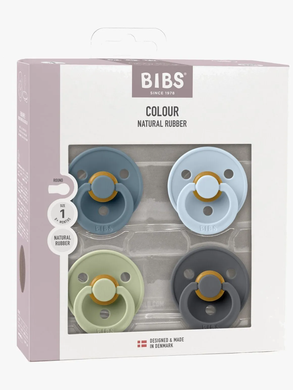 BIBS Colour Sut 4-pak Latex Str. 1, Petrol/Sage/Baby Blue/Iron