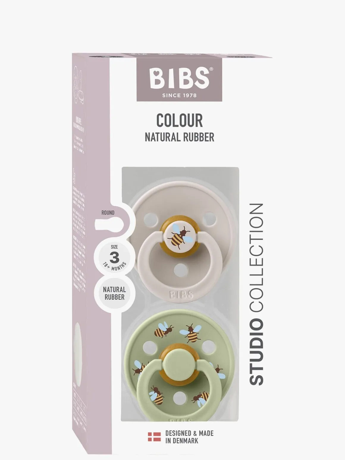 BIBS Studio Colour Bumblebee Sut 2-pak Latex Str. 3, Mushroom