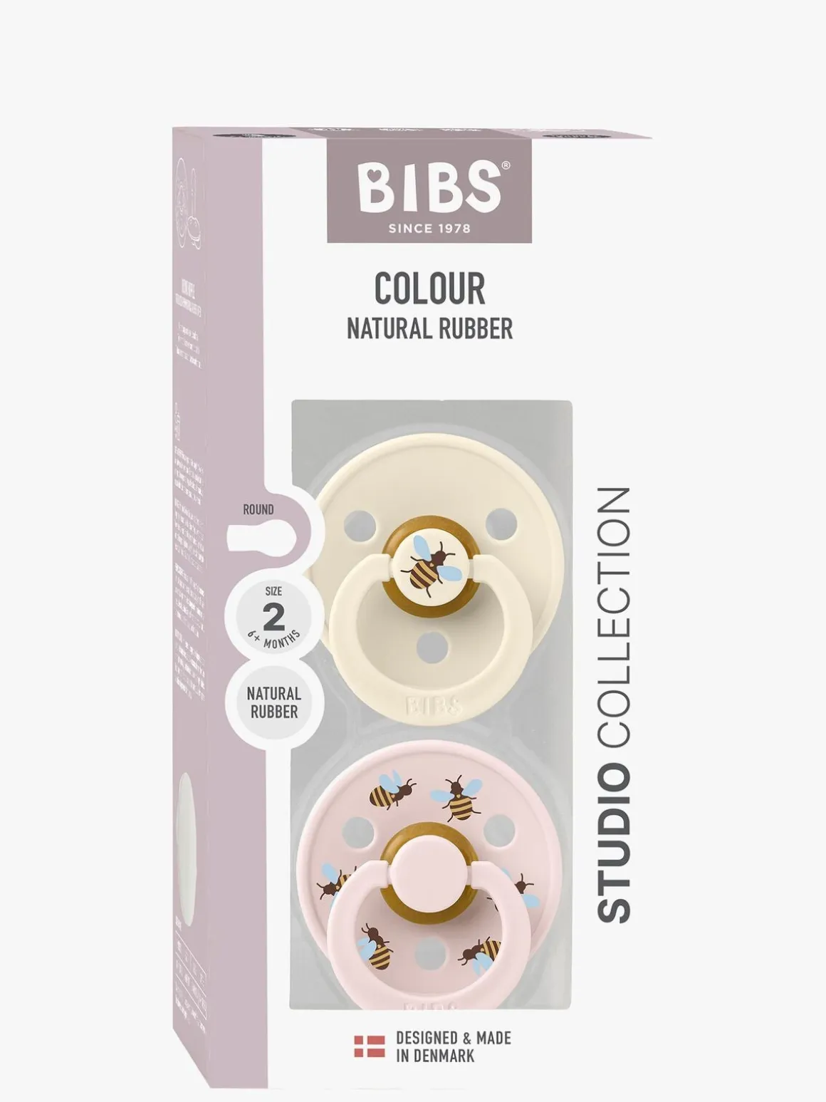 BIBS Studio Colour Bumblebee Sut 2-pak Latex Str. 2, Ivory