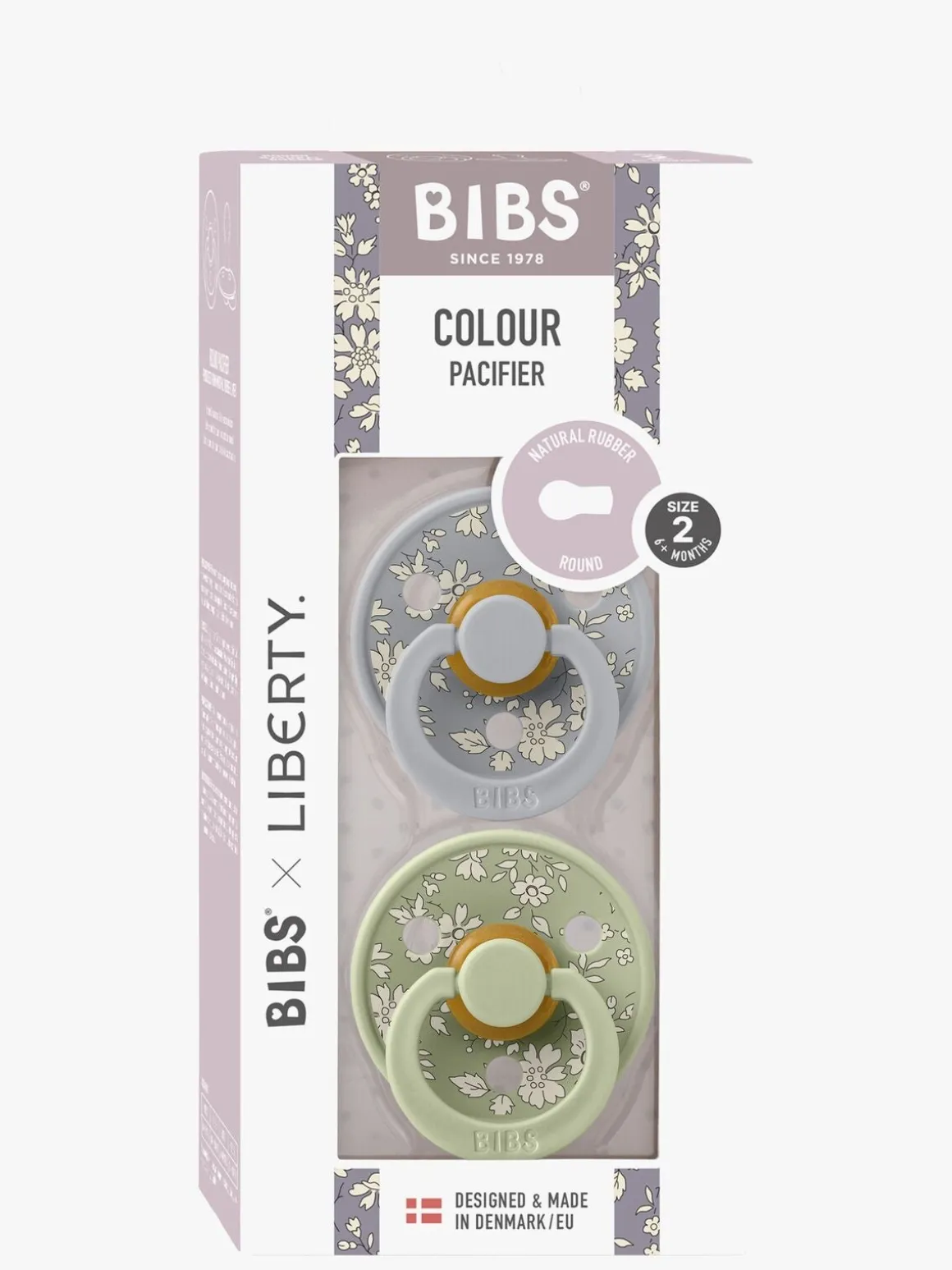 BIBS x Liberty Colour Sut 2-Pak Latex Str. 2 Rund, Capel/Sage Mix