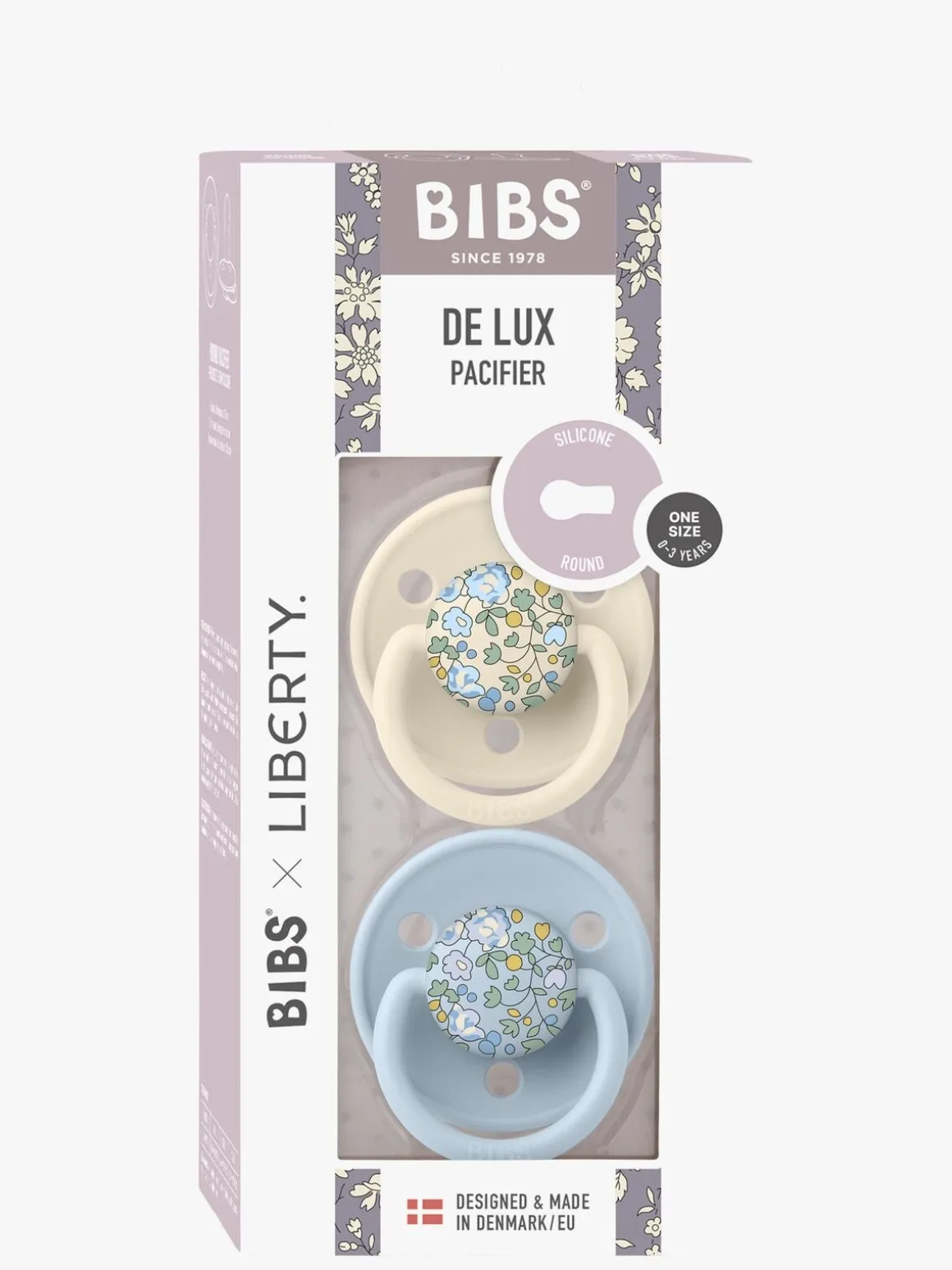 BIBS x Liberty De Lux Sut 2-Pak Silikone Onesize, Eloise/Baby Blue Mix