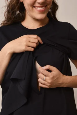 Boob Vente/Amme T-Shirt, Svart