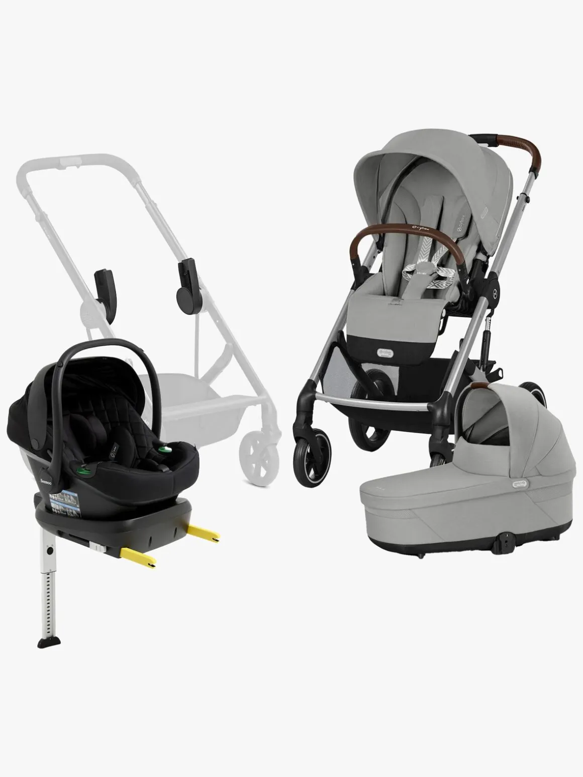 Cybex BALIOS S Lux Duovogn inkl. Beemoo Route i-Size & Base, Stone Grey/Black Stone